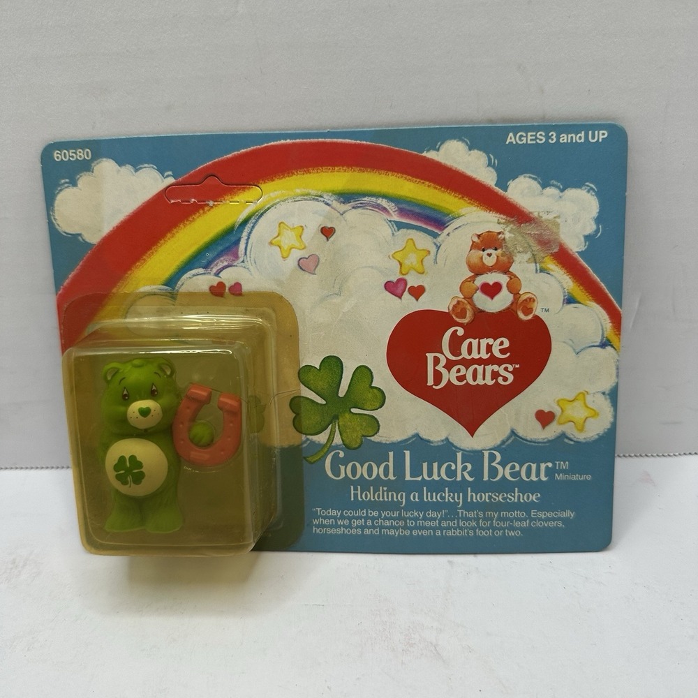 Vintage 1982 Kenner Care Bears Good Luck Bear Miniature PVC Toy New 60580